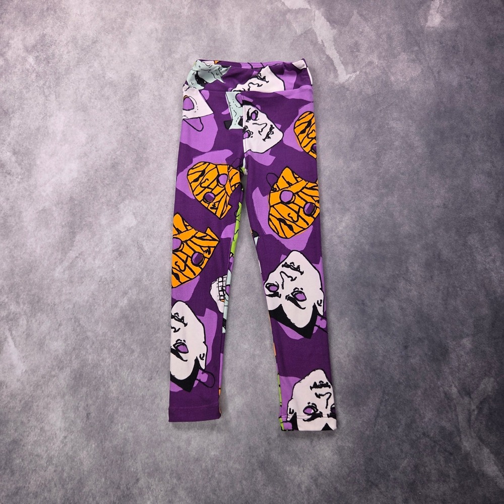 LuLaRoe Leggings Kids SM Purple Halloween Monster Dracula Frankenstein Spooky